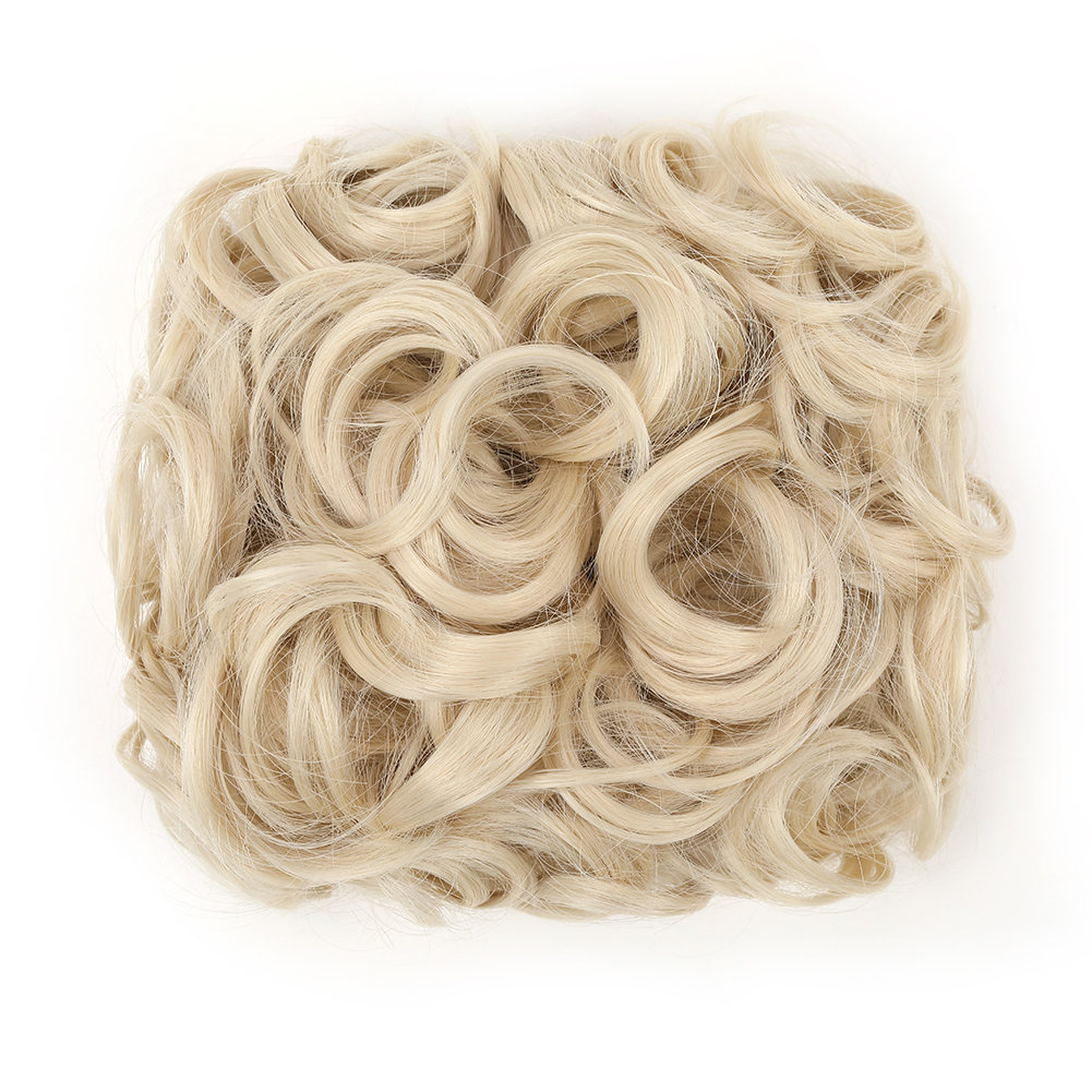 Coque bagunçado coque de cabelo premium sintético encaracolado prato de cabelo pentes de metal em elegante scrunchie bun extensão de cabelo para mulheres: T1B/4/30