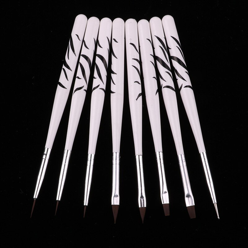 8 Pcs Uv Gel Pen Zebra Patroon Borstel Nail Art Borstel Pen Pro Puntjes Tekening Verf Salon Tool Set Nail tekening Verf Potlood Tool