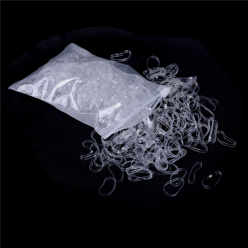500 pçs/saco novo limpar rabo de cavalo titular elástico de borracha fita laços de cabelo cordas anéis faixa de borracha para meninas venda quente