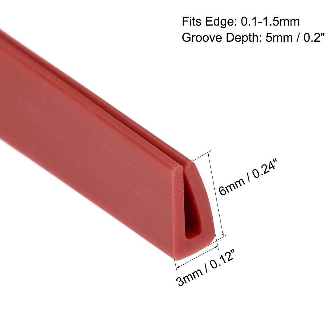 uxcell 1 Pcs Edge Trim U Seal Extrusion, Silicone Red U Channel Edge Protector Sheet Fits 0.1-1.5mm Edge 5M/16.4Ft Length