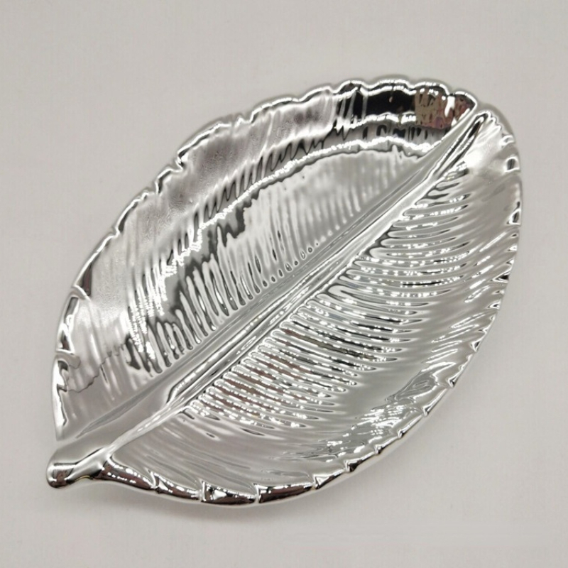 Keramik Blätter Erzähler Baum Blatt Schmuck Snacks Nachtisch Silber Ablage Rose Gold Keramik Schmuck Emaille Schmuckstück Erzähler: Silber