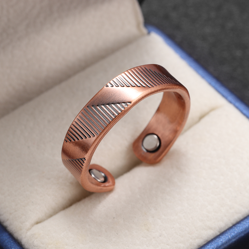 Anillo magnético con apertura de cobre ondulado a la Retro, accesorios de joyería Retro multifuncionales para hombres y mujeres: Naranja