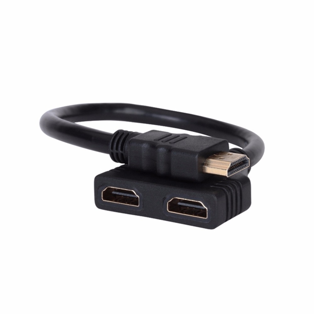 1pc hdmi 2 dobbelt port y splitter 1080p hdmi  v1.4 han til dobbelt hun adapter kabel 1 in 2 ud hdmi konverter tilslut kabel ledning