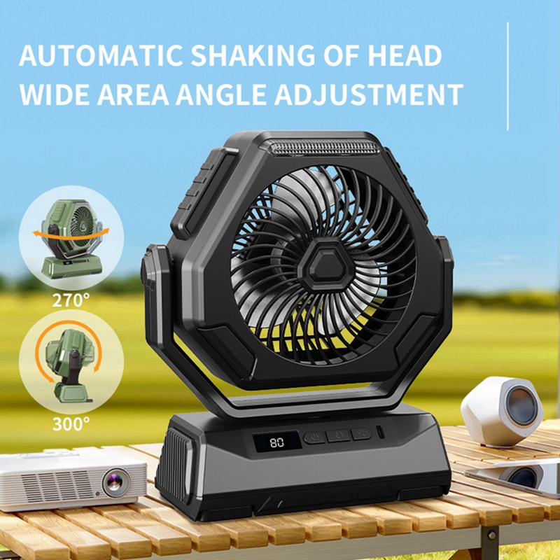 Outdoor Camping Fan 6000Mah Rechargeable Ceiling Oscillating Fan Portable Air Conditioner Air Cooler With Lighting Durable -B