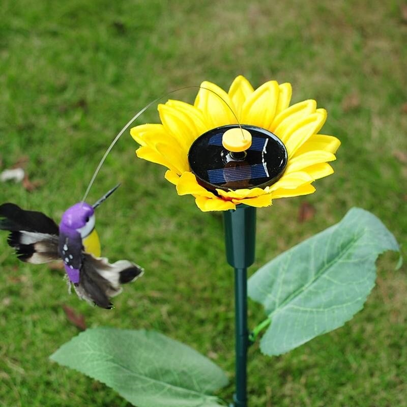 1pcs Solar Hummingbird Simulation Sunflower Butterfly Plant Hummingbird Decor Potted Solar Hummingbird Yard Ornaments For G F9S6