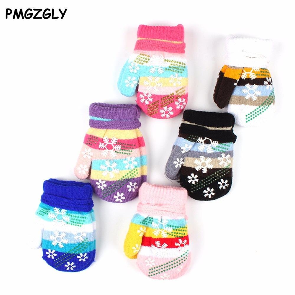 Kinderen Handschoenen Herfst Winter Kinderen Warme Handschoenen Jongens Meisjes Zachte Wanten Snowflake Streep Producten Baby Accessoires Handschoenen