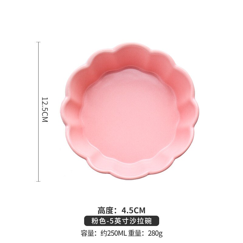 Ceramic Salad Bowl Net Red Cheese Baked Rice Baking Baking Bowl Fruit Dessert Home: Light Grey