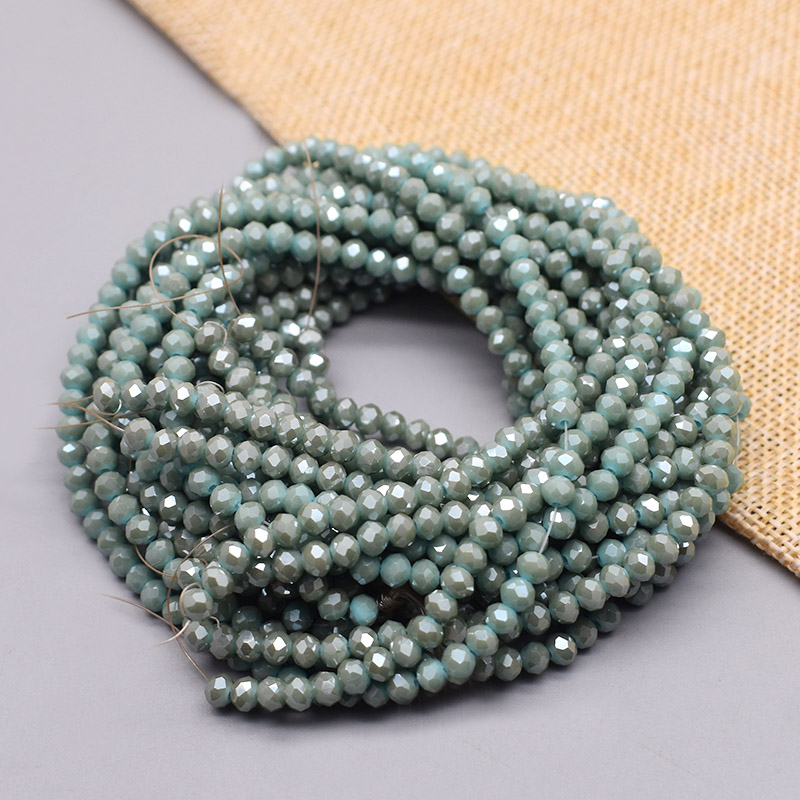 Shiny Color 4mm Rondelle Crystal Glass Beads Faceted Loose Spacer Glass Beads for Jewelry Making DIY Bracelet