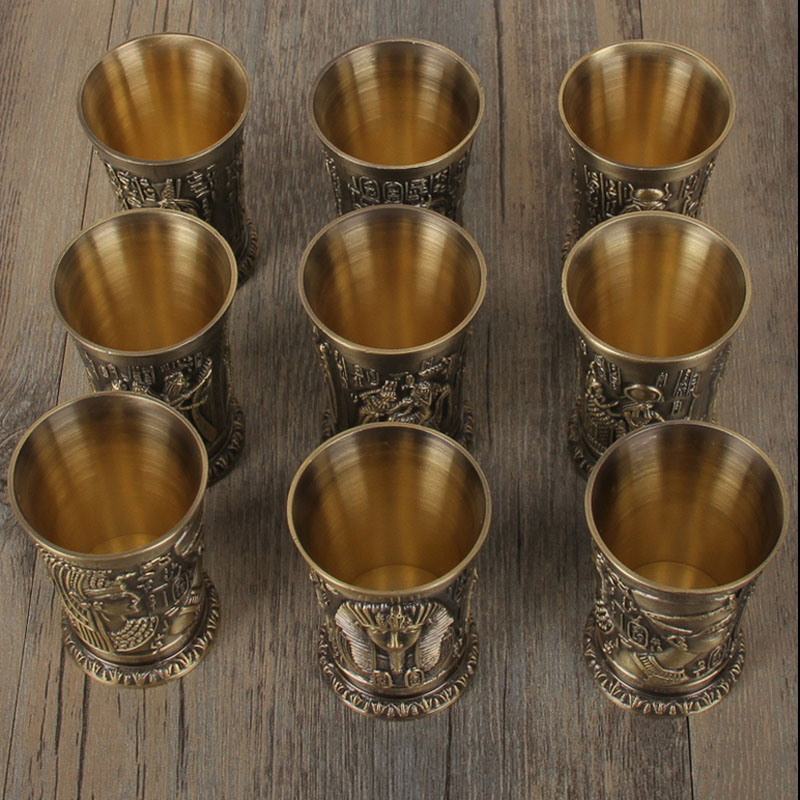 40ml Top Grade Metal Cocktail Champagne Metal Alloys Shot Glass Whisky Wine Egyptian Pharaoh Shot Cup Wine Beer Mug tumbler