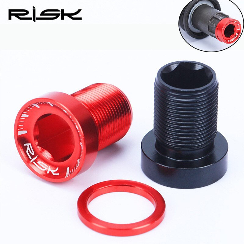 RISK 2pcs Splined Bottom Bracket Bolts Aluminum Alloy M15*19MM Waterproof MTB Bike Bottom Bracket Screws Cranks Cycling Parts
