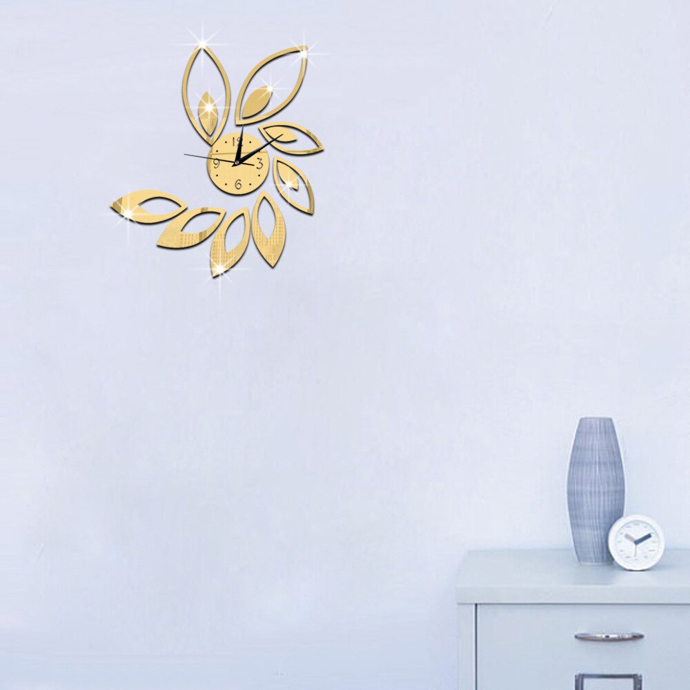 Stue utsmykning 3 d brakett klokke diy veggklokke dobbel farge lotus klokke