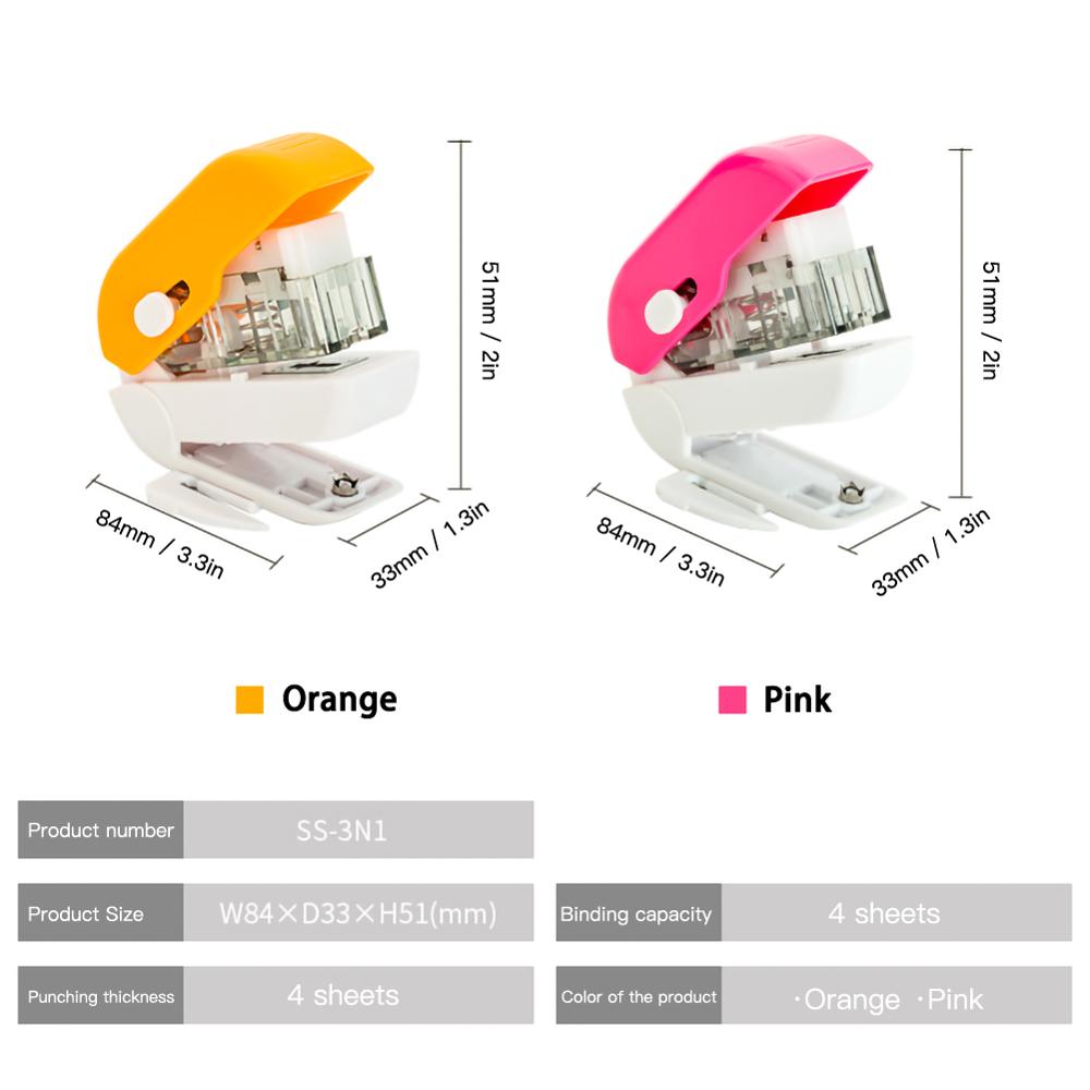 3 in 1 No Nails No Staples Needleless stapler/Hole punch/Letter opener Stapling Machine Mini Staple Stapleless Stapler