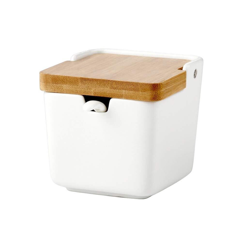 Ceramic Sugar Bowl with lid White Sugar jar Seasoning Box for Home and Kitchen Housewarming 8.4OZ (250ML)