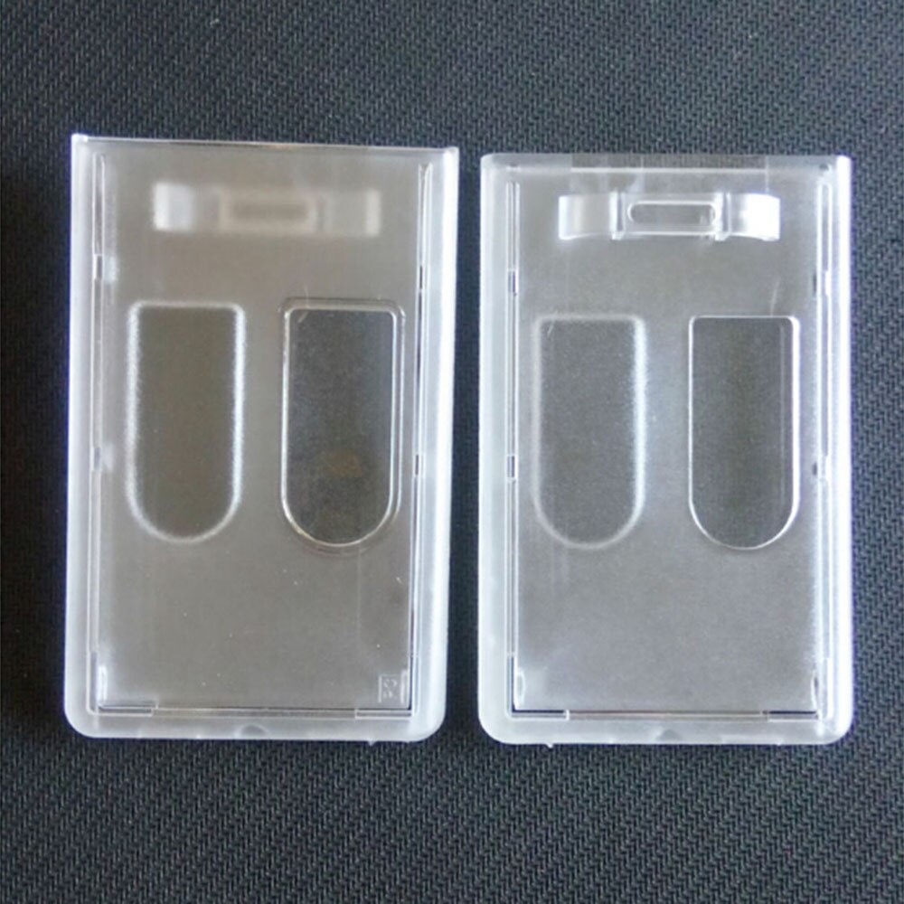 1PC Vertical Hard Plastic ID Badge Holder Double Card Cover Pocket Bus Card PC Matte Transparent Bank Credit Card Holder