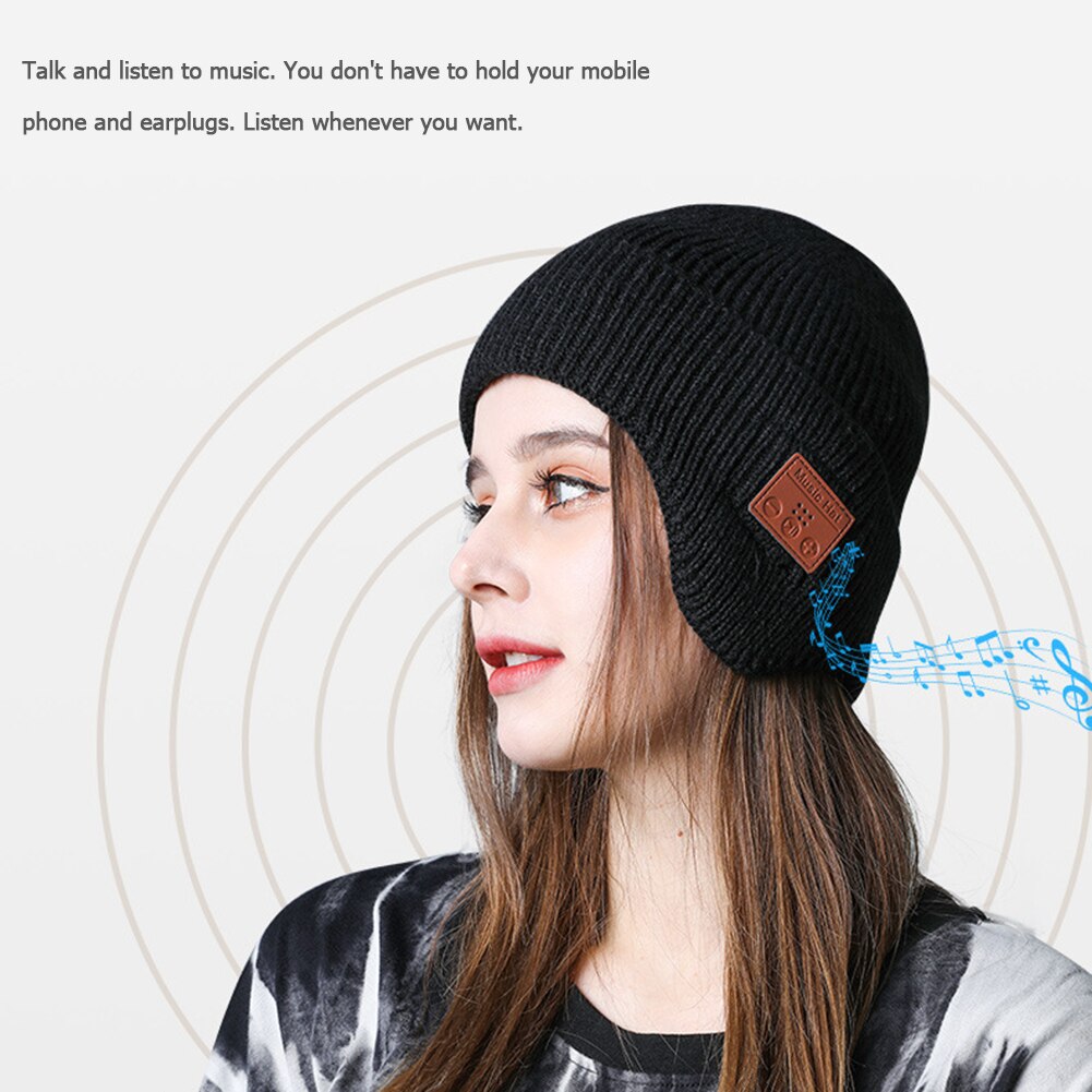 Gorro Unisex con tapa para cubrir las orejas, auriculares inalámbricos con micrófono, extraíble, Compatible con Bluetooth 5,0, sombrero de música