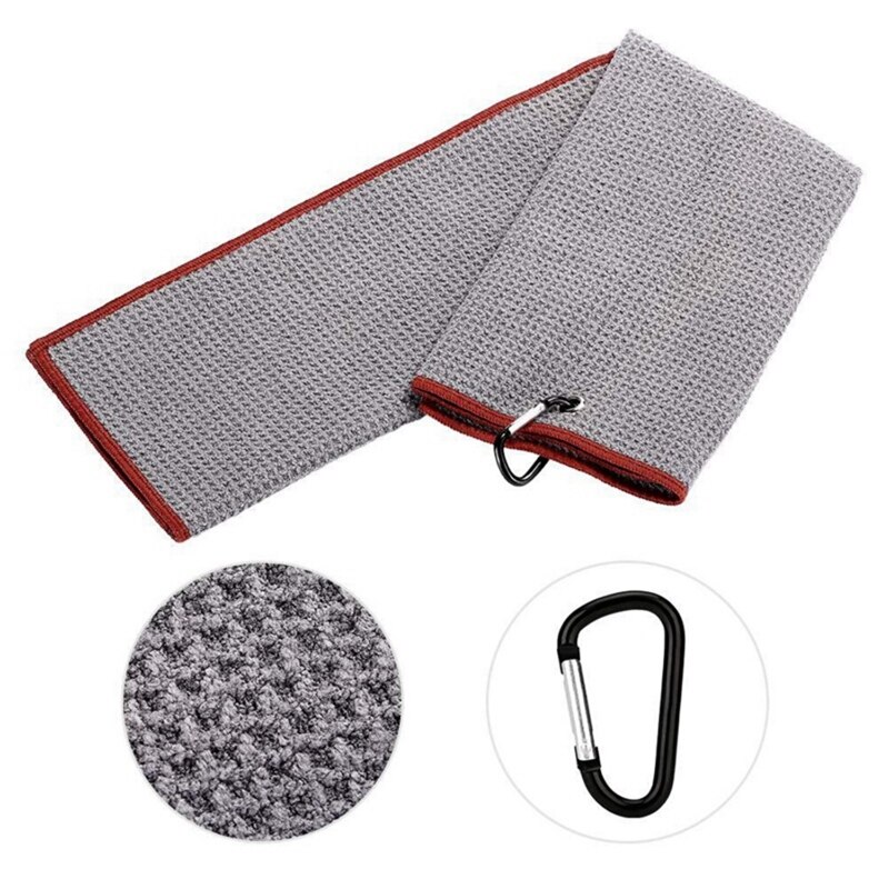 2 sæt rent bomulds golfhåndklæde børste værktøjssæt med klubspor renere indtrækkelig forlængerledning og klip, grå og sort