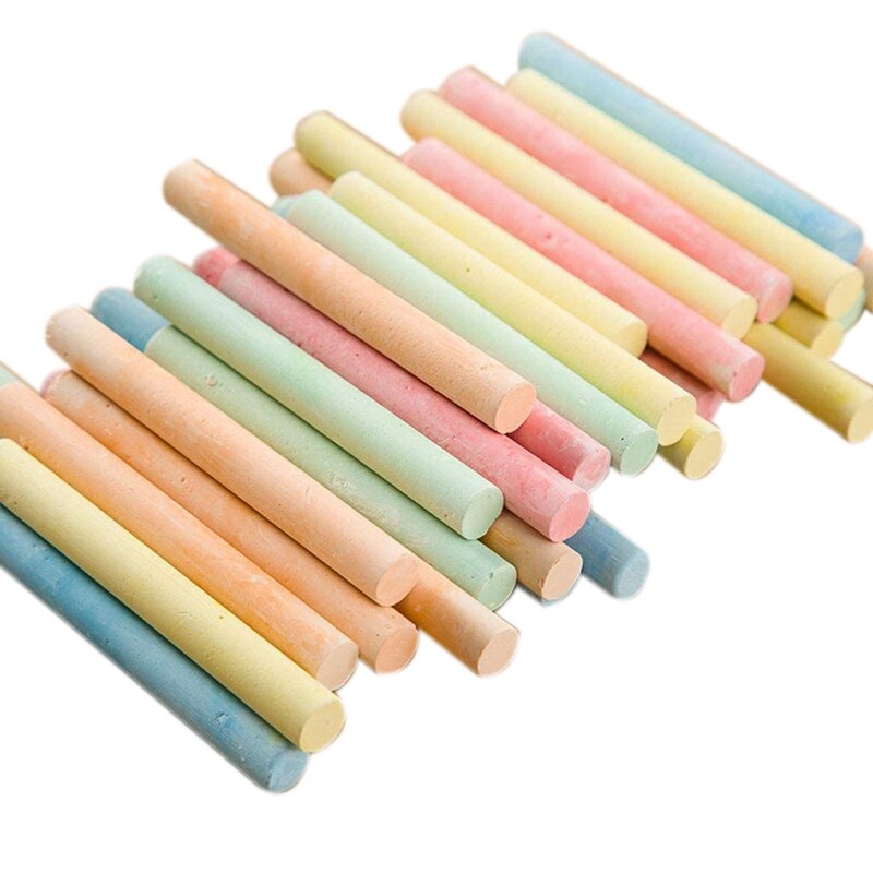 100Pcs Mixed Colour & White Chalk Sticks Pack Kids Playground School Art Learning: Default Title