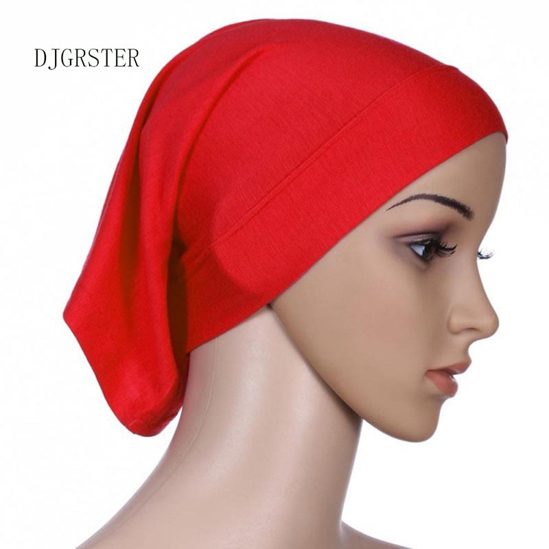 Djgrster stretchbar hijab undersjal keps sjal muslim islim halsduk inre pannband hijab polyester fiber 15 färger