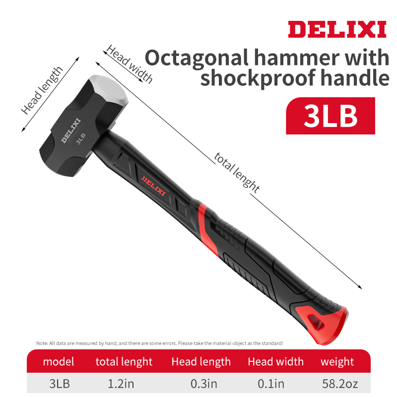 Hamer, achthoekige hamer, hamergereedschap, massieve wandsmashhamer, handhamer met gelijkmatig gewicht, geïntegreerde muursloop: Blauw