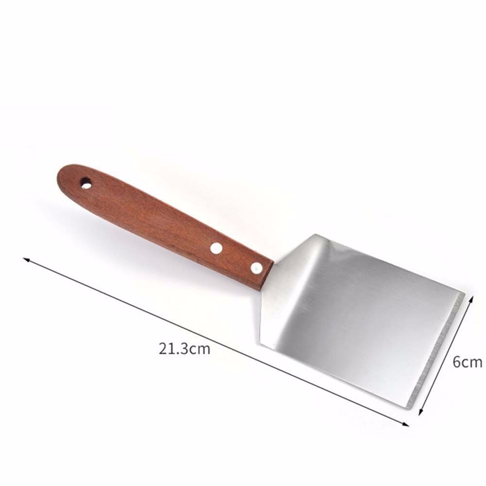 Stainless Steel Spatula with Wood Handle Small Square Spatula Kitchen Cooking Baking Scraper Turner