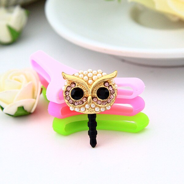 Hibou clouté avec des perles téléphone portable bouchon d'oreille bouchon anti-poussière pour Iphone pour Samsung 3.5mm écouteur fiche anti-poussière pour Xiaomi Meizu