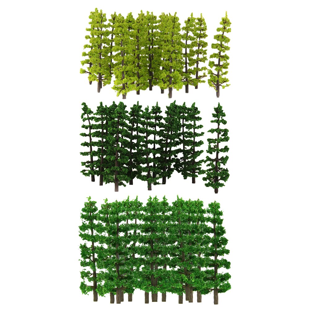 Pack of 60 Fir Models Tree 9cm 1/100 for Railroad Diorama Architecture Scenery DIY