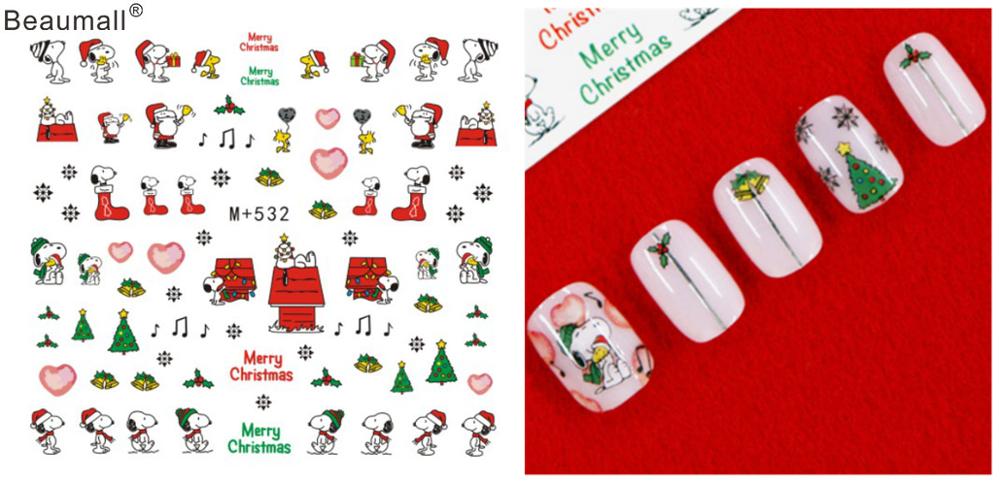 Kerstontwerpen, nagels, kunst, manicure, waterdecals, watertransferstickers voor nagels, tips, schoonheid: M532