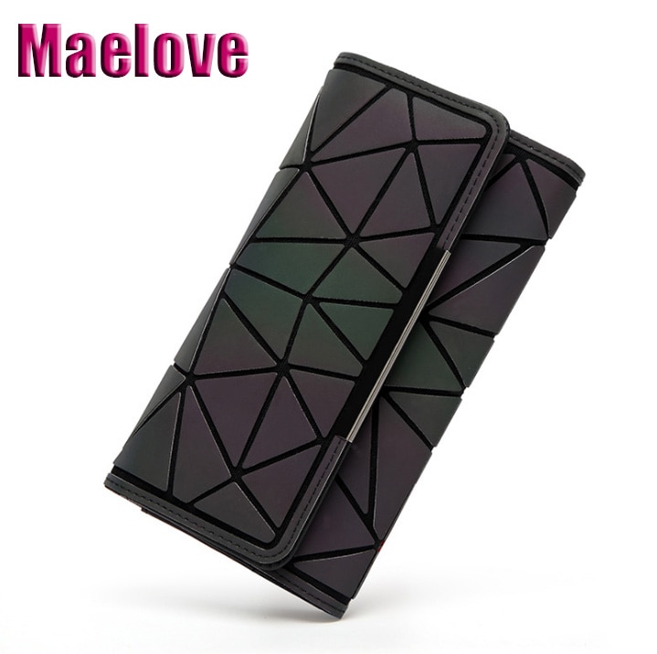 Maelove geometry wallet handbag noctilucent female hologram Clutch purse Matt Color/luminous wallet