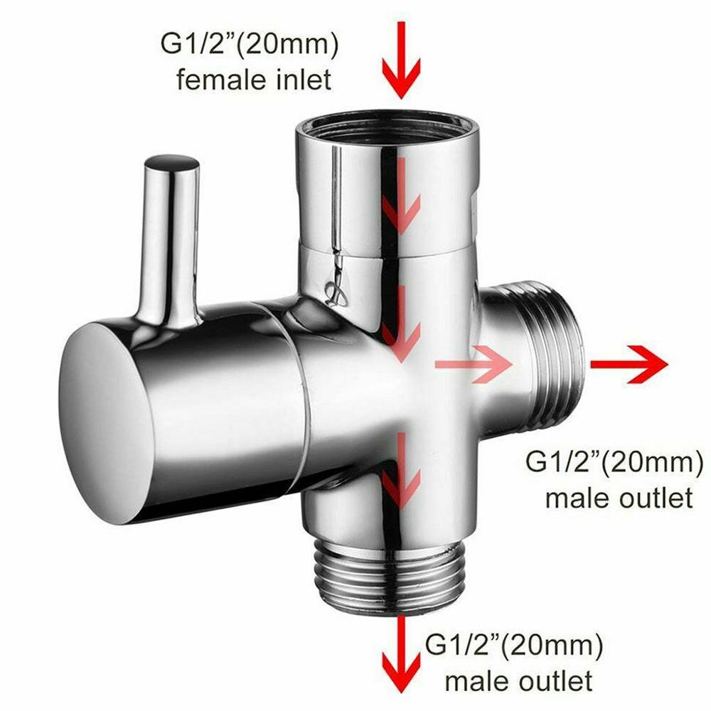 3 Way T-Adapter Messing Voor Douchekop Arm Mount Diverter T-Ventiel Splitter Voor Hoekstopkraan Slang bad Douche Arm Wc