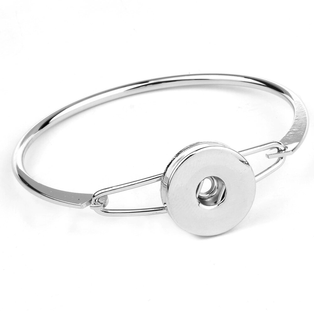 Snap Button Bracelet Cuff Bangle 20mm 18mm Metal Silver plated Snap Bracelet Fit Snaps Buttons Interchangeable Jewelry: 13