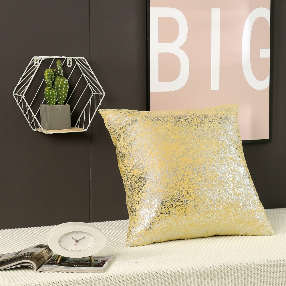 Luxe bronzen gouden zilverfolie kussenhoes decoratieve kussens voor kantoor, hotel, auto, effen kleur serie kussensloop: Model 6