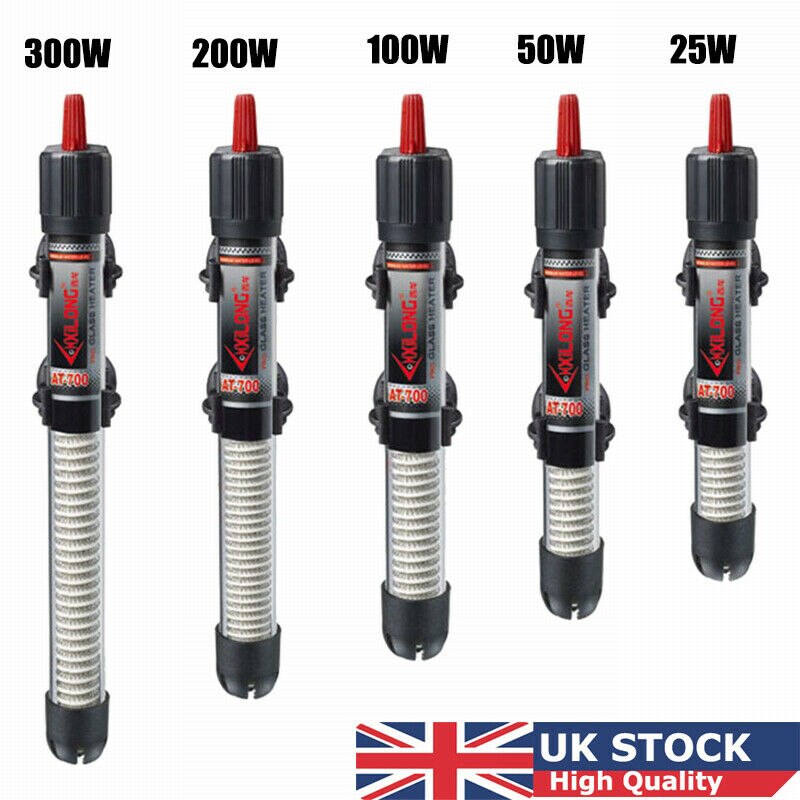 25-300W Tropical Heat Quartz Aquarium Fish Tank Thermostat LC Heater Submersible