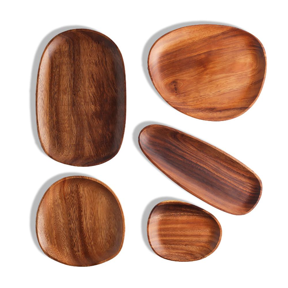 Irregular Wood Oval Solid Wood Tray Fruit Tray Tea Tray Dessert Tray