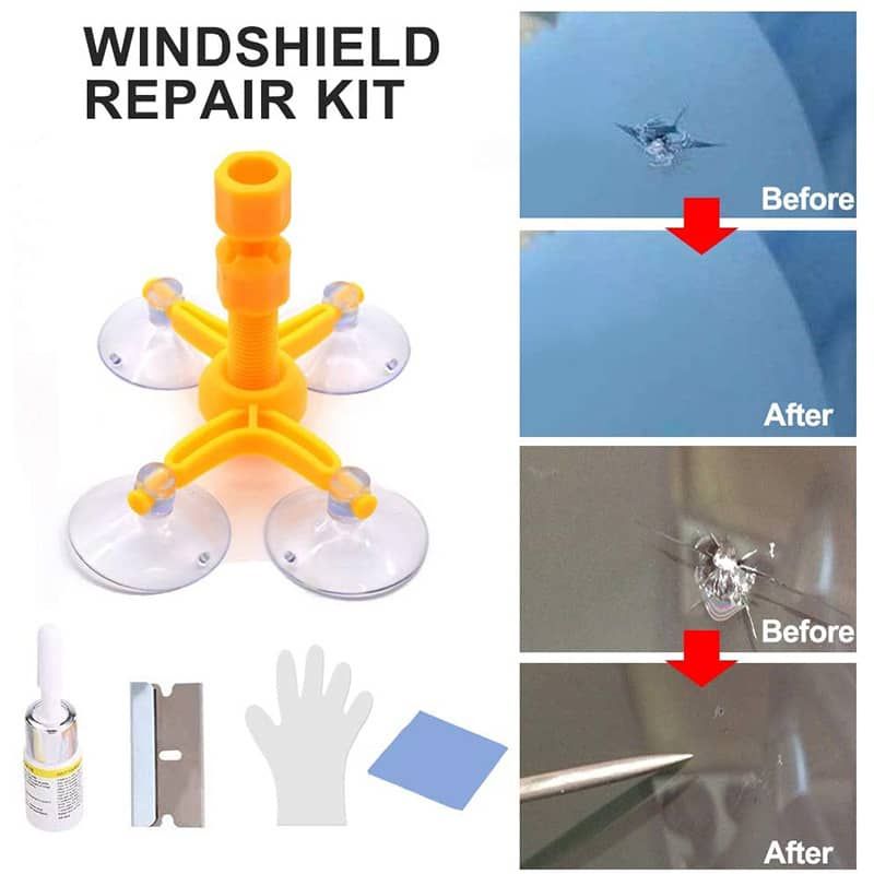 Auto Glass Repair Tools DIY Window Repair Tool Windshield Glass Scratch Crack Recovery Window Glass Resin + Blade + Stripe