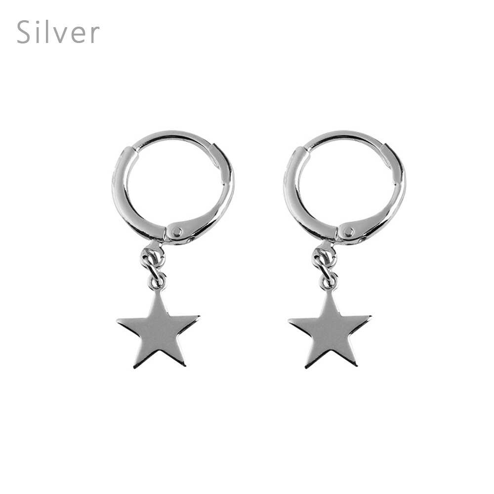 1 Paar Kleine Star Moon Bedels Oorringen Voor Vrouwen Meisjes Oor Piercing Oorbellen Mode Eenvoudige Sieraden Oor Decor: S1