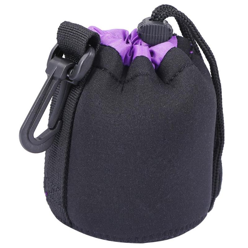 Camera Lens Pouch Bag Neoprene Waterproof Soft Video Full Size S M L XL Camera Lens Fleece Drawstring Protector: Purple S