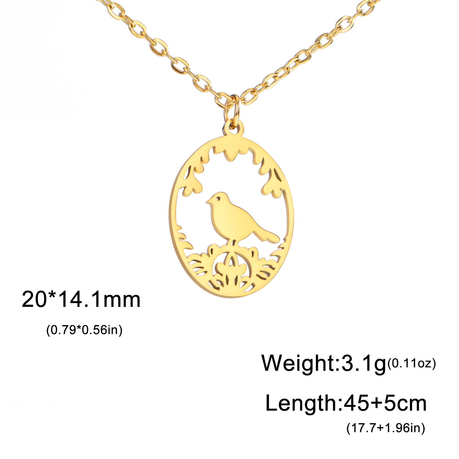 Roestvrijstalen Holle Ellips Dieren Hangers Ketting Meisjes Mode Schattige Konijn Vogels Serie Ketting Ketting Sieraden Voor Vrouwen: Blue Zinc Plated