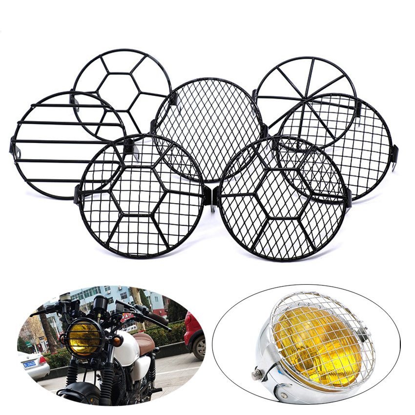 Universal Motorcycle Headlight Protector Guard 6.5inch Motorbike Light Lamp Metal Cover Mesh Grill Mask for Harley CG125 GN125