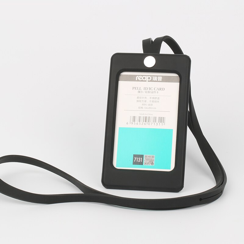 Silicone Id Card Holder Soft Badge Hospital Employee Work Badge(Standard size): black