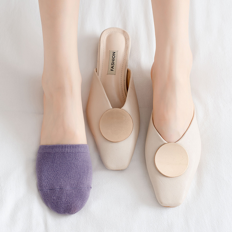 Women Invisible Half Socks For High Heels Anti-Slip Silicone Front Foot Shallow Mouth Boat Socks Breathable Cotton Women's Socks