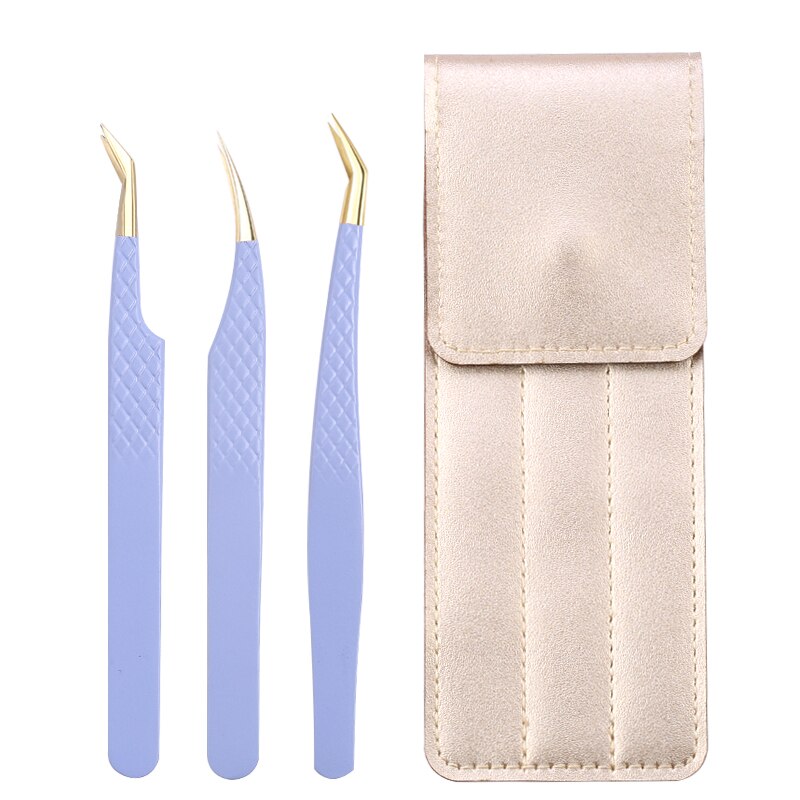 3Pc Eyelash extension Tweezers Set With Bag Stainless Steel Accurate 3D Volume Fan Lash Eyebrow Tweezer Makeup Tools Accessories
