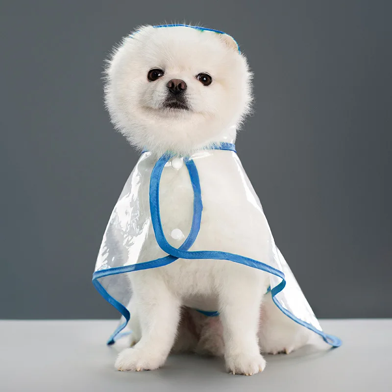 Pet Dog Raincoat Waterproof Pet Clothes Hooded Rain Jacket for Small Medium Dogs Transparent Plastic Puppy Rain Poncho Rainwear: M / Blue