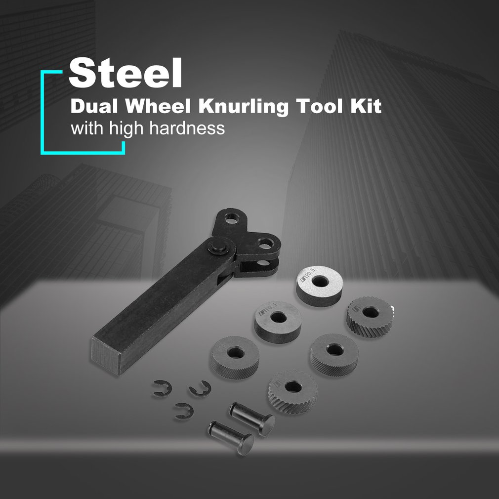 Dual Wheel Knurling Tool Kit 7pcs 0.5mm 1mm 2mm Wheel Linear Pitch Knurl Set Steel Lathe Cutter Wheel Knurling Tool Set