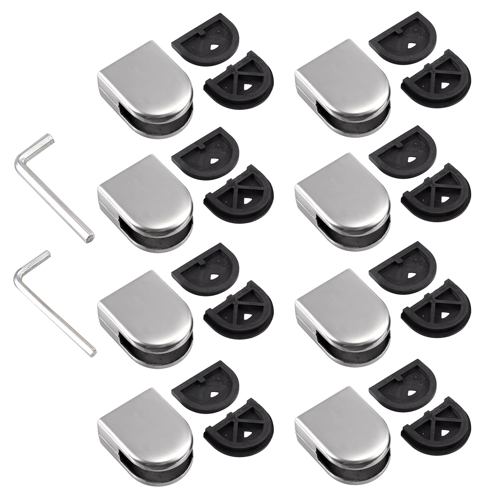 PROSTER 8Pcs 304 Stainless Steel Glass Clamp Clip Bracket Hardware Kit For Handrail Balustrades 8-12mm Glass Corner Holder Clamp