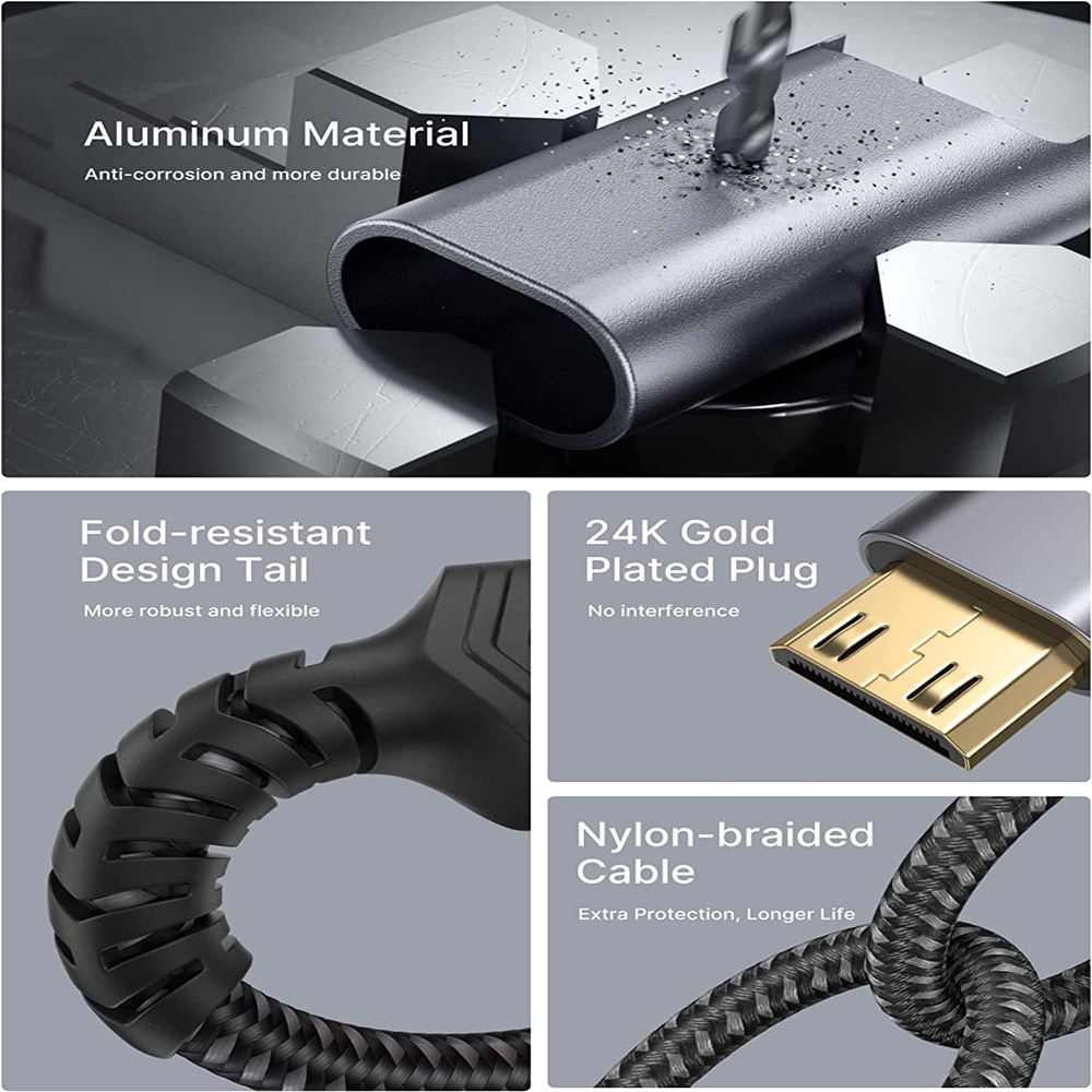 Mini hdmi till hdmi adapterkabel 4k @ 60hz hdmi 2.0 18 gbps 3d hane till hona-konverterare för bärbar dator stationär dator till hdtv projektor kamera