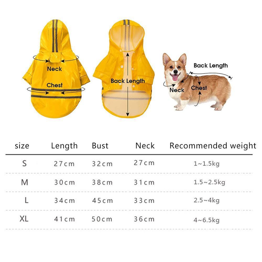 Chubasquero reflectante para perros, chaqueta para perro impermeable con capucha para perros, Chihuahua y Yorkshire