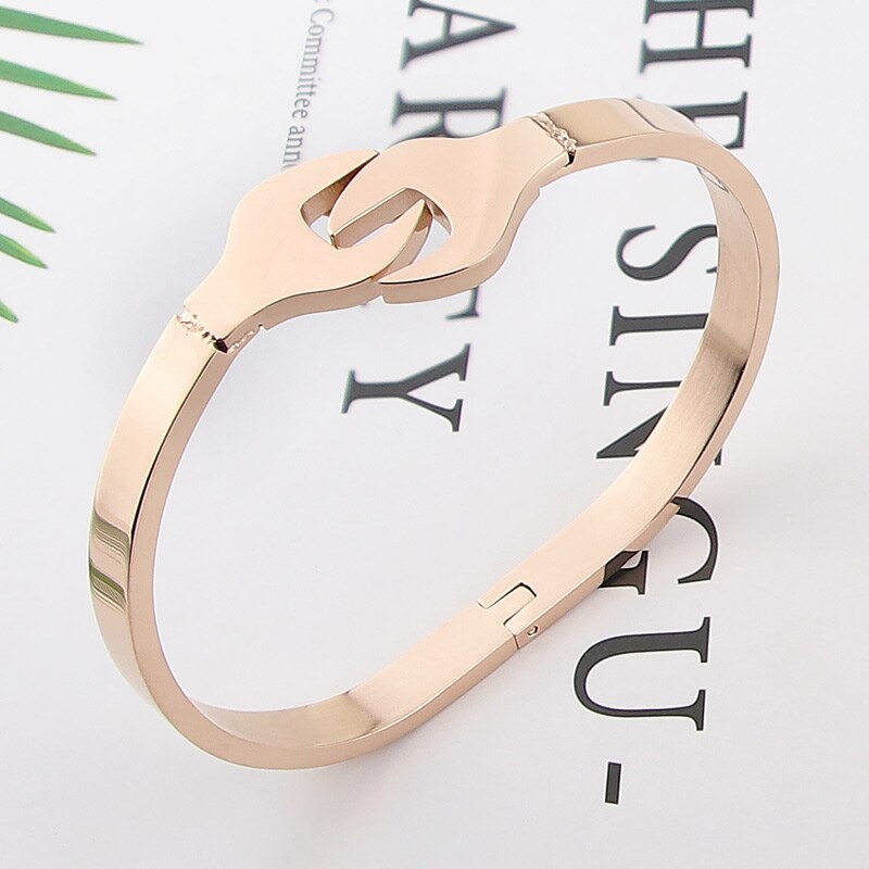 Punk Style Bracelet Stainless Steel Retro Wrench Steel Color Bangle Jewelry For Men And Women: Rose Gold Color