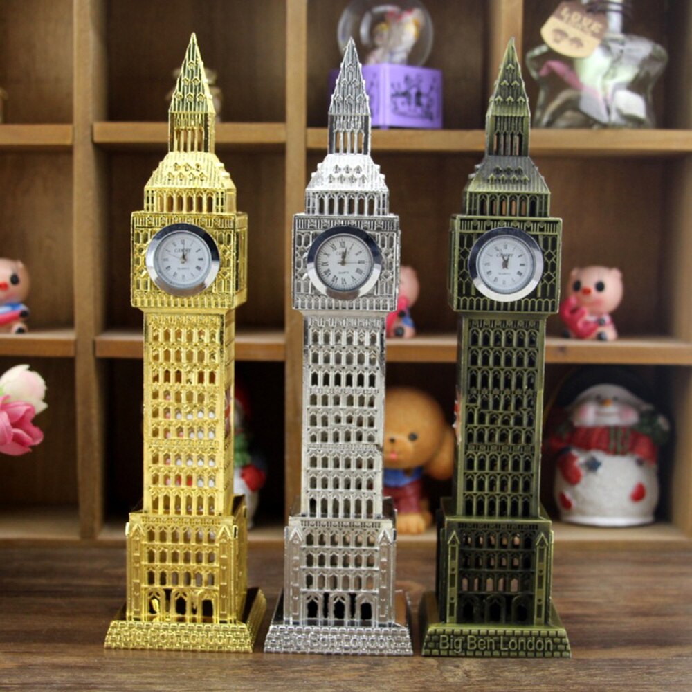 1pc retro brittiska london big ben klocka heminredning metall prydnad hantverk miniatyrer (slumpmässig färg)