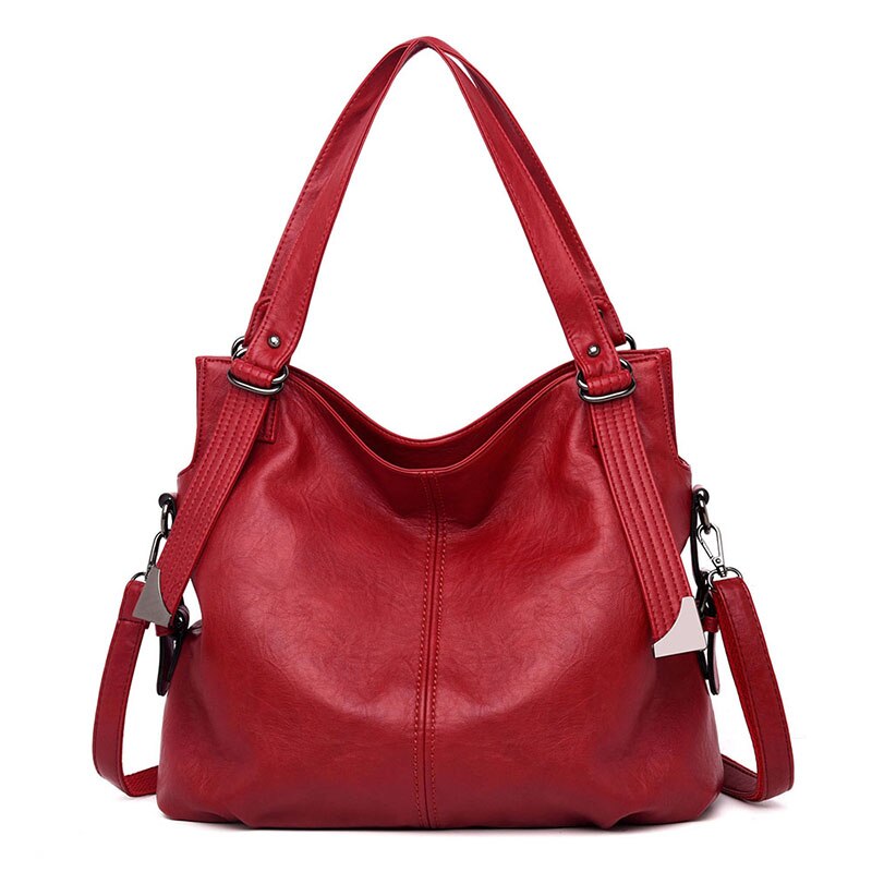 Luksus håndtasker kvinder tasker bløde læder tasker til kvinder hobos europa crossbody taske damer vintage berømt mærke sac: Rød