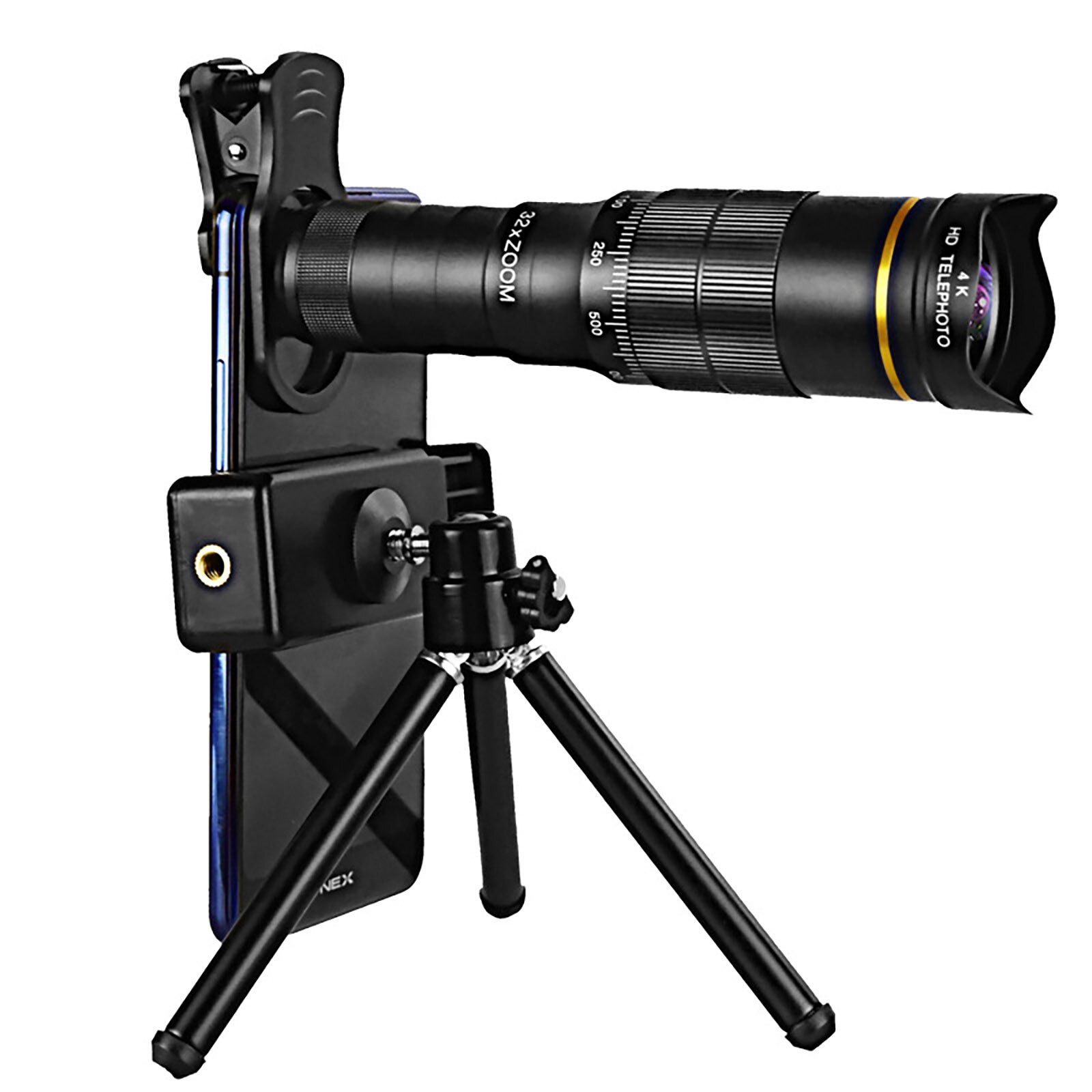 Monocular Telescop 32X Telephoto Zoom Outdoor Camping Retractable With Tripod Phone Clip Supports Smartphone#g4